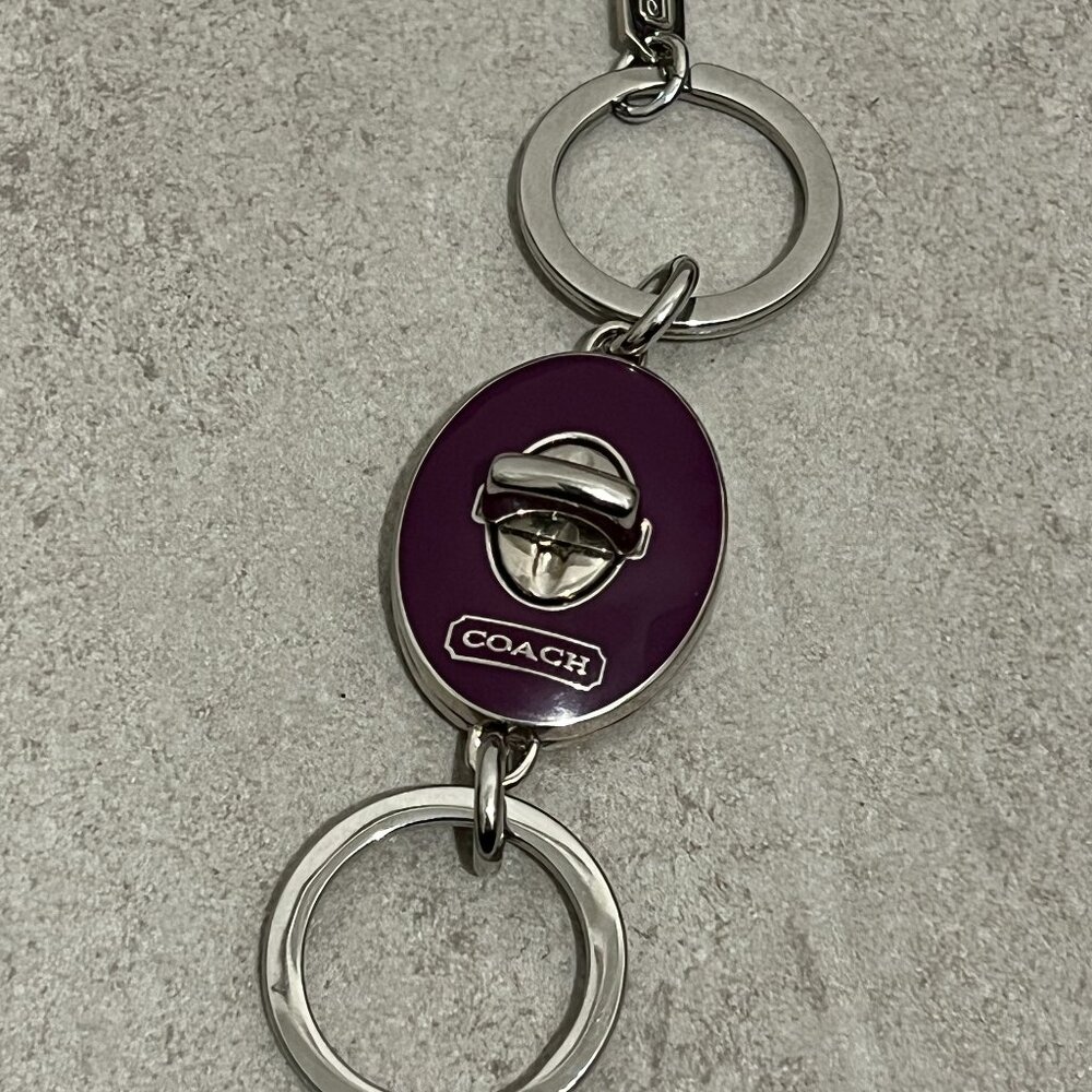 COACH Purple Double Key Valet Turn Lock Keychain